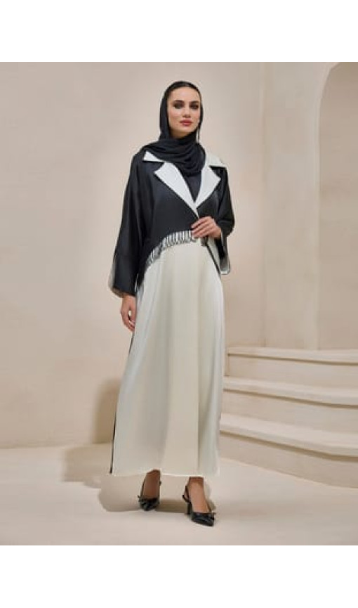 ELEGANT ABAYA - Siyah - Ekru - AL SHEIKHA ELEGANT ABAYA - Siyah - Ekru - AL SHEIKHA