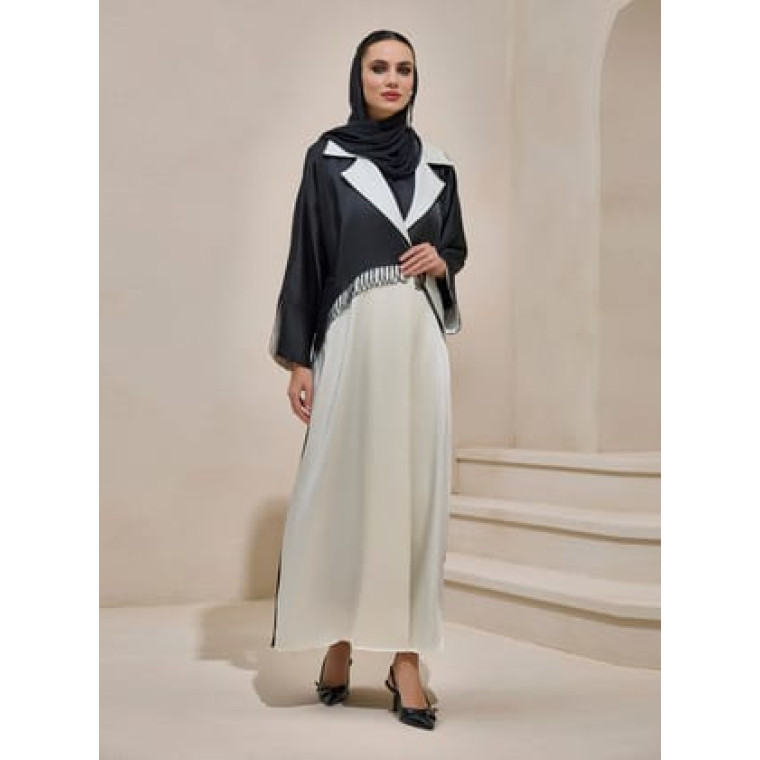 ELEGANT ABAYA - Siyah - Ekru - AL SHEIKHA ELEGANT ABAYA - Siyah - Ekru - AL SHEIKHA