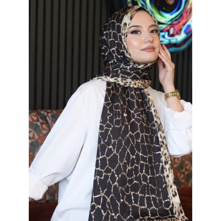 Mermer Desen Siyah Soft Pamuk Şal