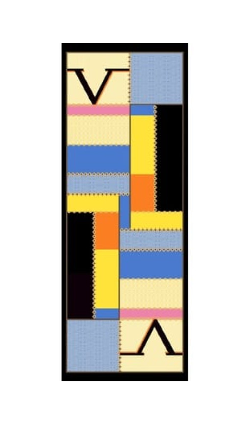 Geometrik Desen Dora Seri Şal Askısı İle Birlikte 75x200 cm SİYAH SARI MAVİ