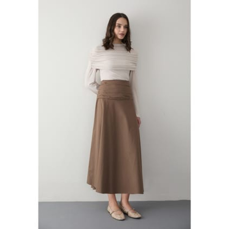 Poplin Etek 32-2816 KAHVERENGİ Poplin Etek 32-2816 KAHVERENGİ