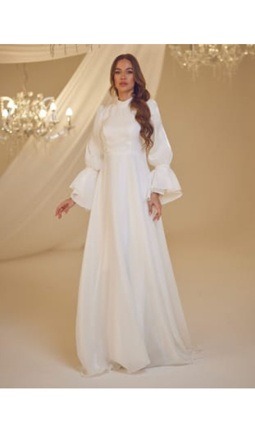 İNCİ NİKAH ABİYE ELBİSESİ - Beyaz- Burak Baran Fashion