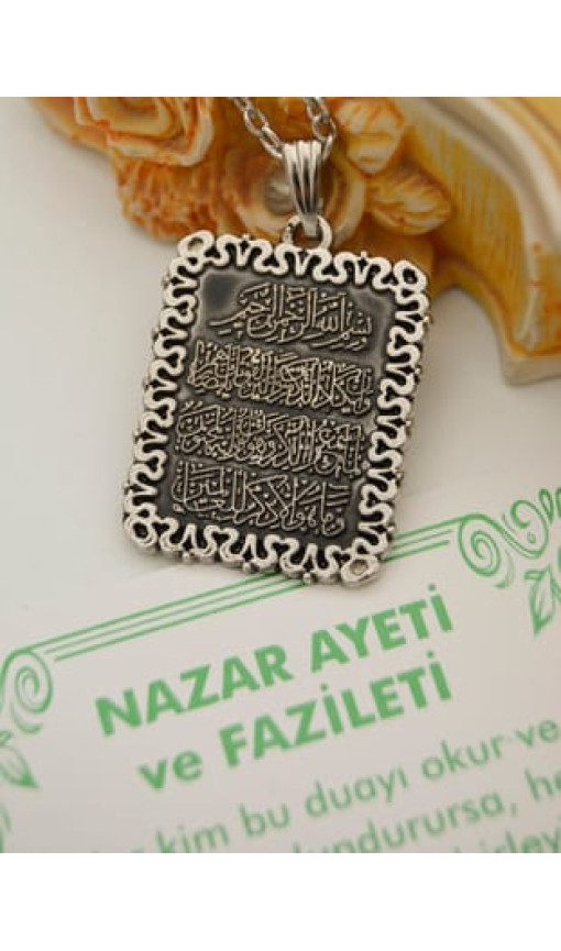 Nazar Ayeti Kolye - Gümüş Rengi - Artbutika Nazar Ayeti Kolye - Gümüş Rengi - Artbutika