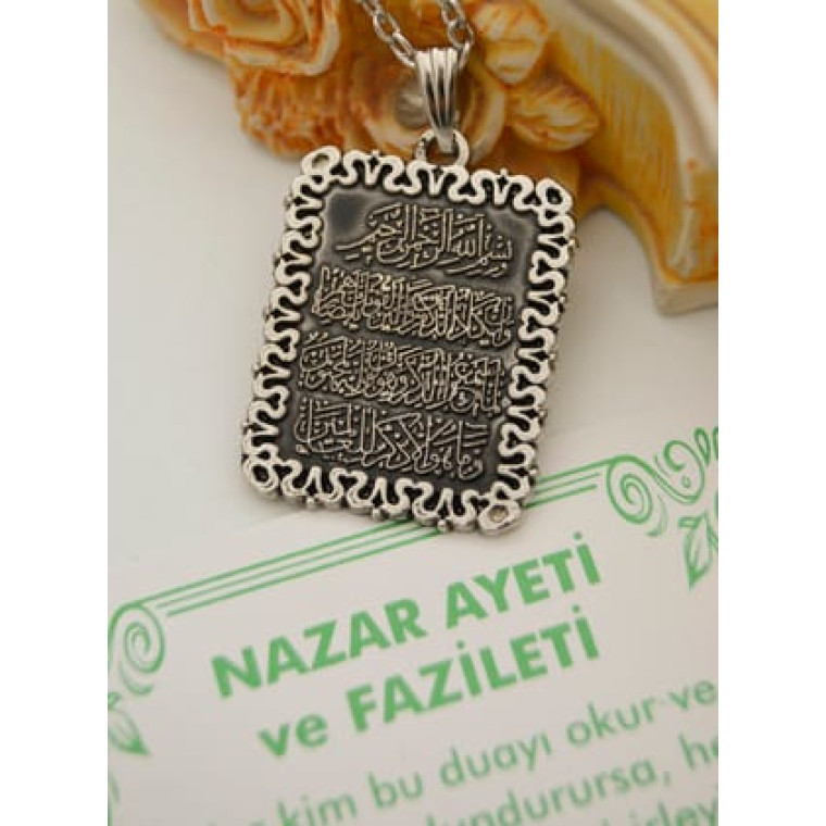 Nazar Ayeti Kolye - Gümüş Rengi - Artbutika Nazar Ayeti Kolye - Gümüş Rengi - Artbutika