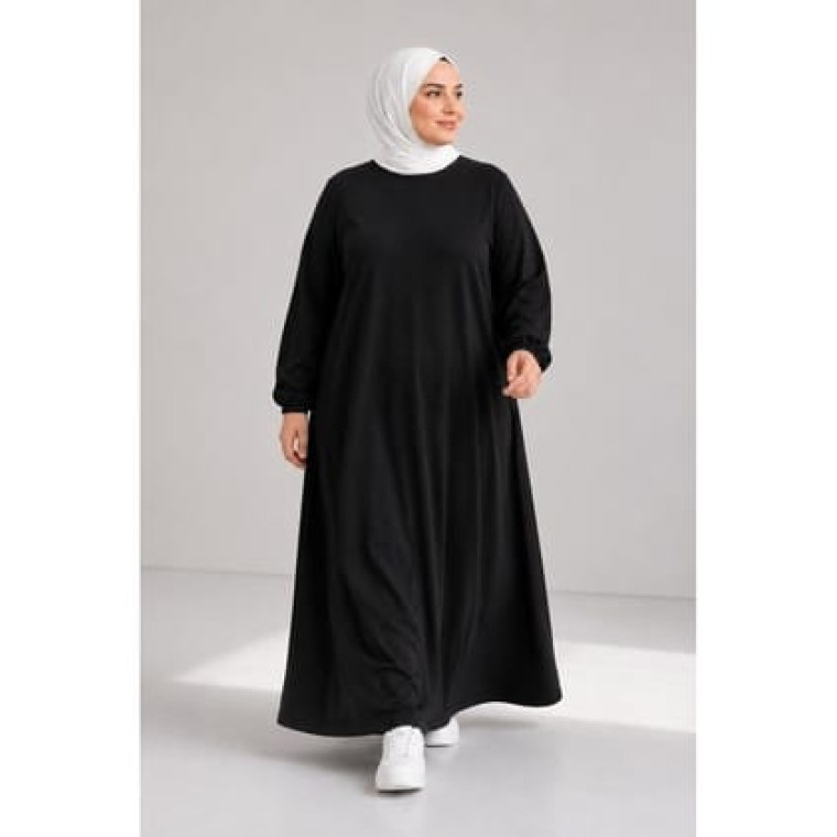 KADIN BÜYÜK BEDEN COTTON ELBİSE SİYAH DOKULU KADIN BÜYÜK BEDEN COTTON ELBİSE SİYAH DOKULU