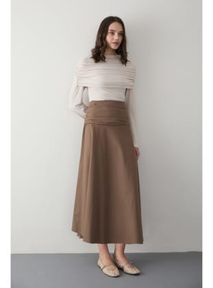 Poplin Etek 32-2816 KAHVERENGİ